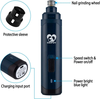 Professional 2-Speed Rechargeable Dog & Cat Nail Grinder, Painless Grooming