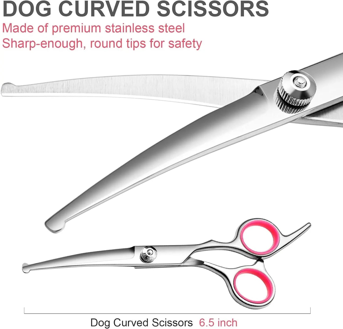 Professional Dog Grooming Scissors Kit 5-in-1 – Safe Round Tips & Comb Set