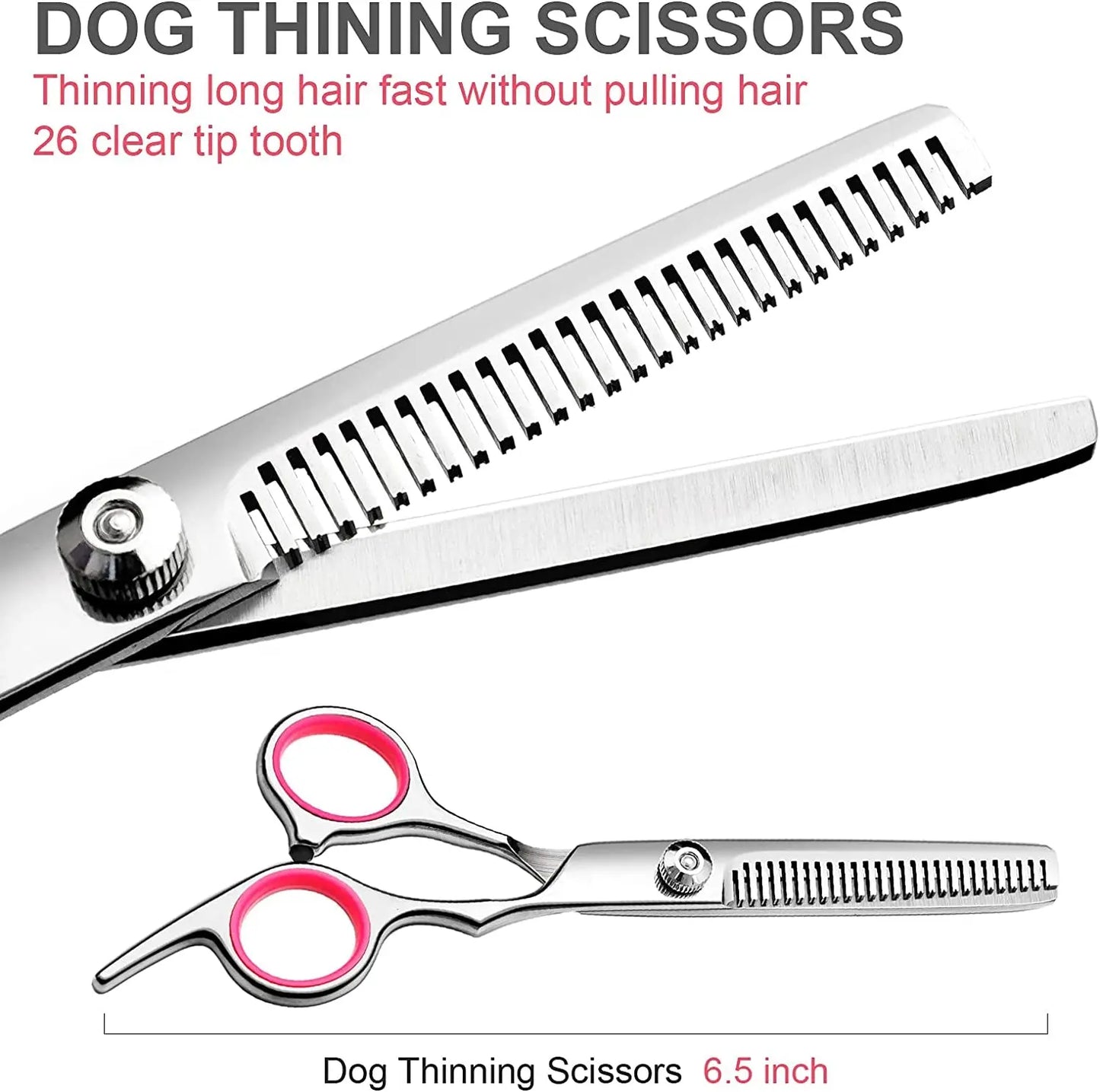 Professional Dog Grooming Scissors Kit 5-in-1 – Safe Round Tips & Comb Set