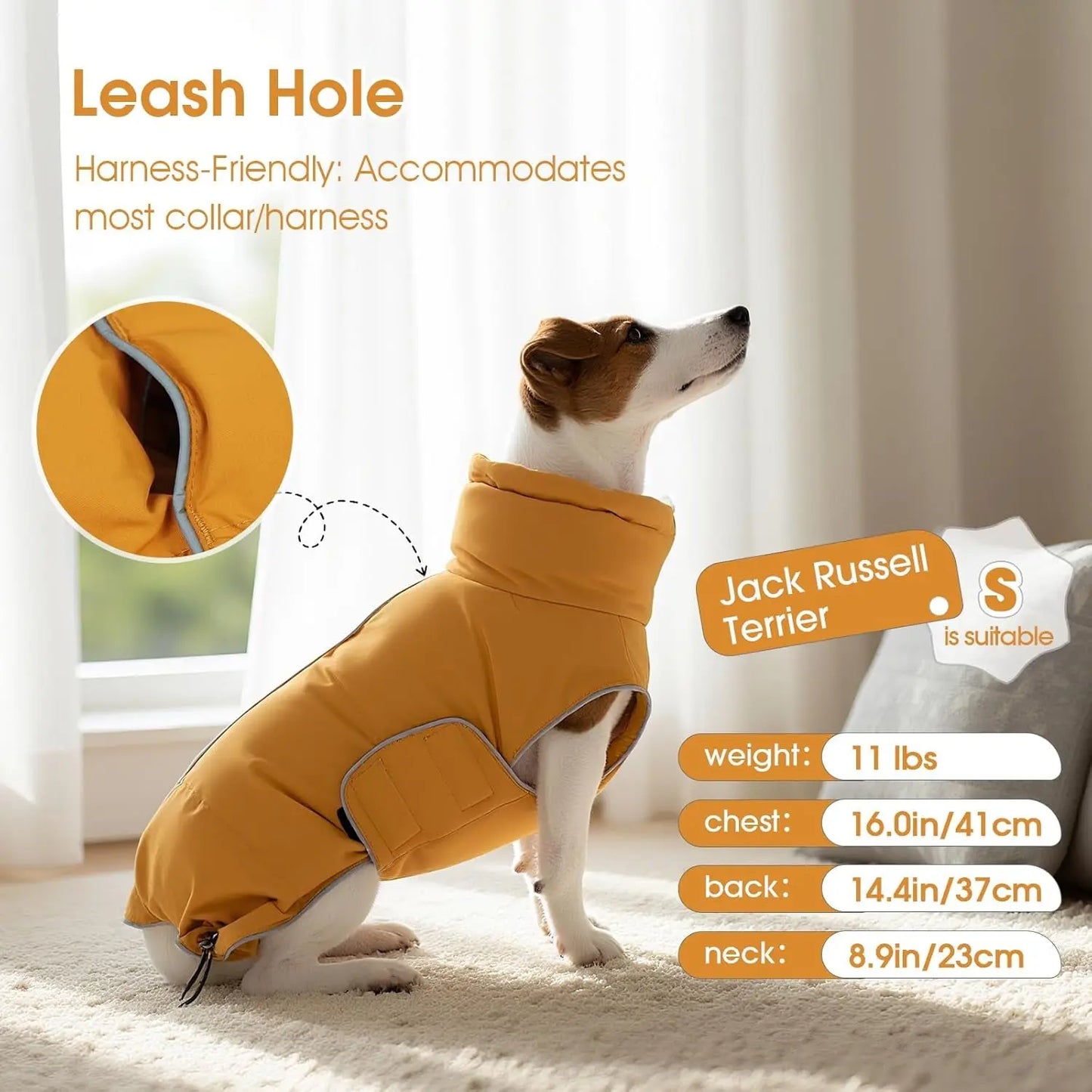 Puffer Waterproof Dog Jacket – Warm Winter Coat XS–3XL, Reflective & Adjustable