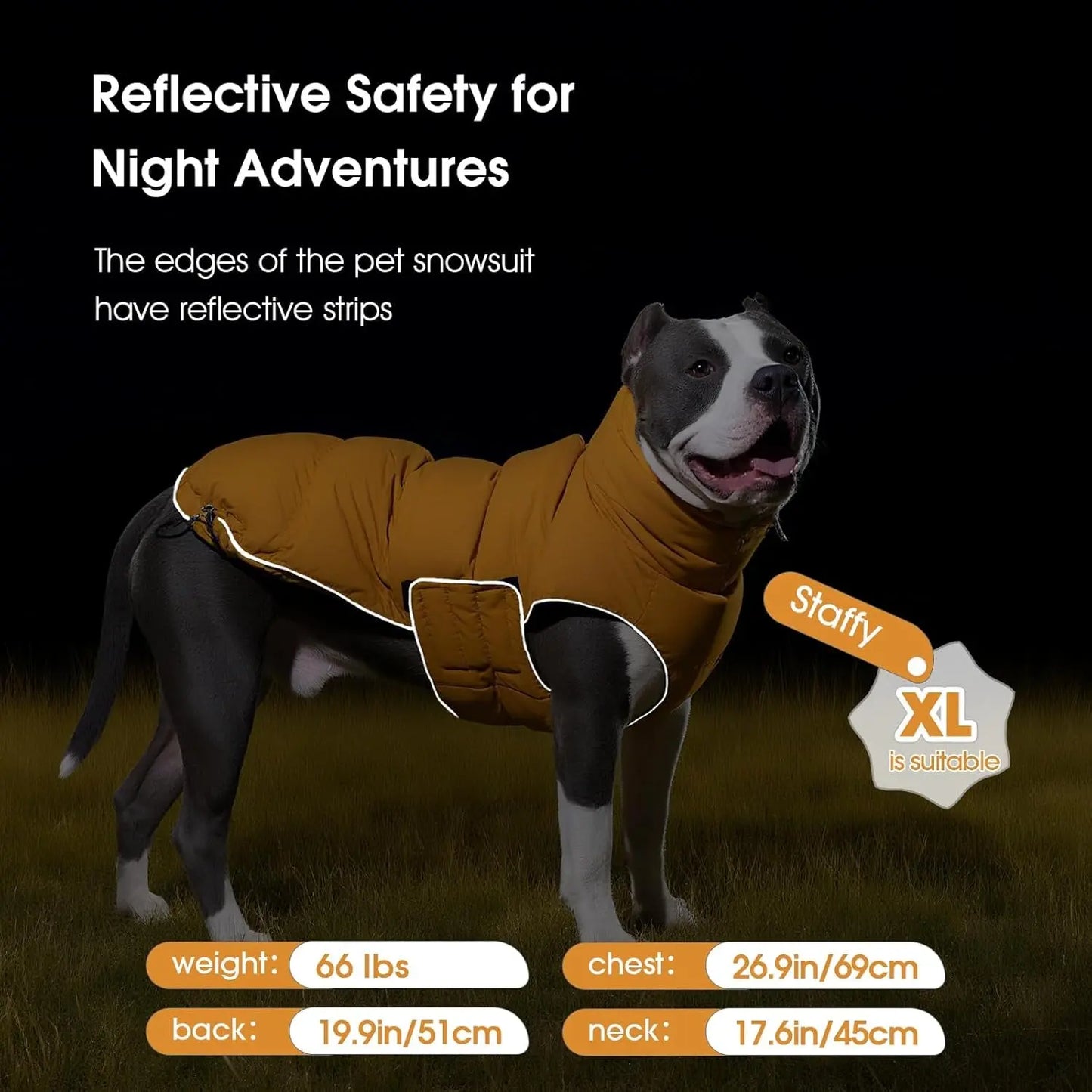 Puffer Waterproof Dog Jacket – Warm Winter Coat XS–3XL, Reflective & Adjustable