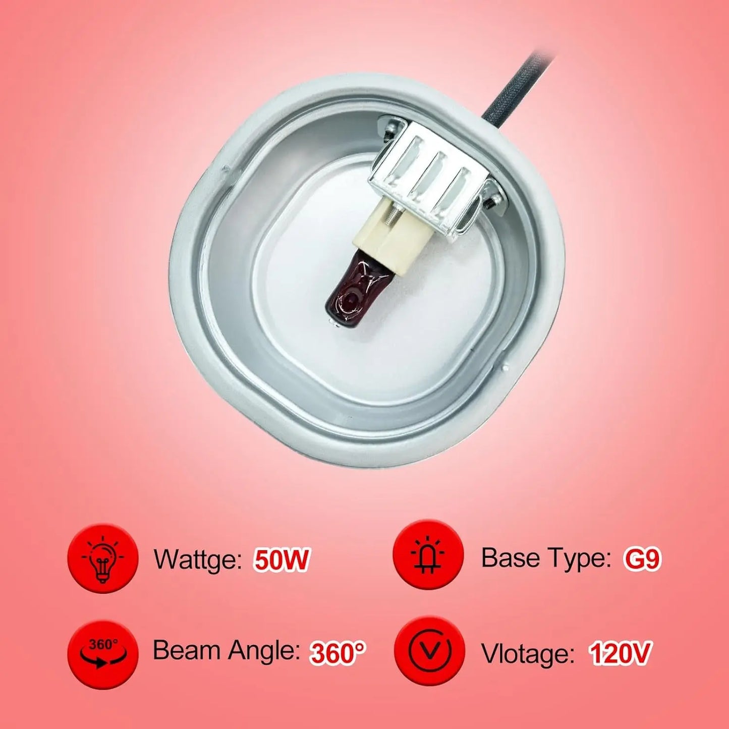 G9 Reptile Infrared Heat Lamp Kit 50W UVA Basking Light Hood Mesh