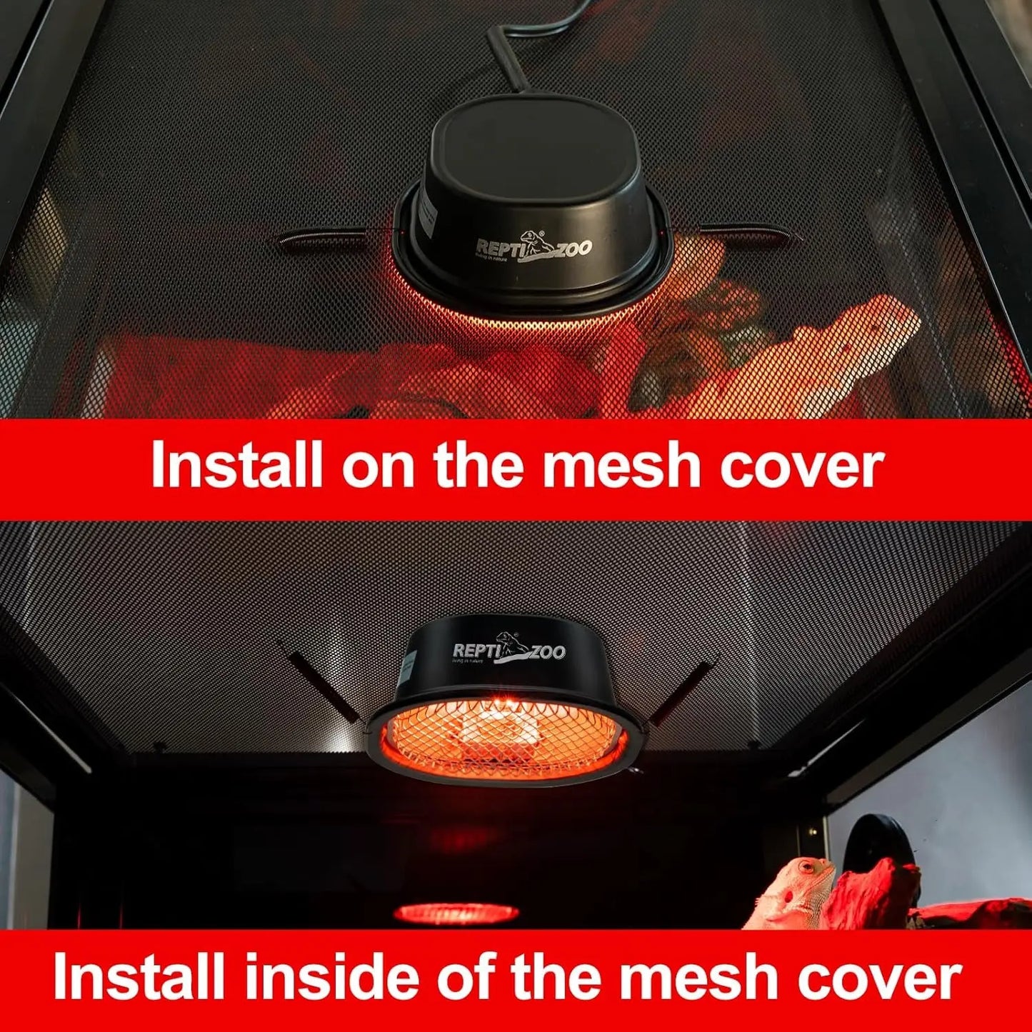 G9 Reptile Infrared Heat Lamp Kit 50W UVA Basking Light Hood Mesh