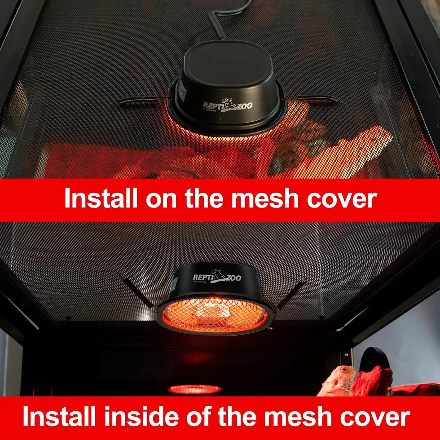 G9 Reptile Infrared Heat Lamp Kit 50W UVA Basking Light Hood Mesh