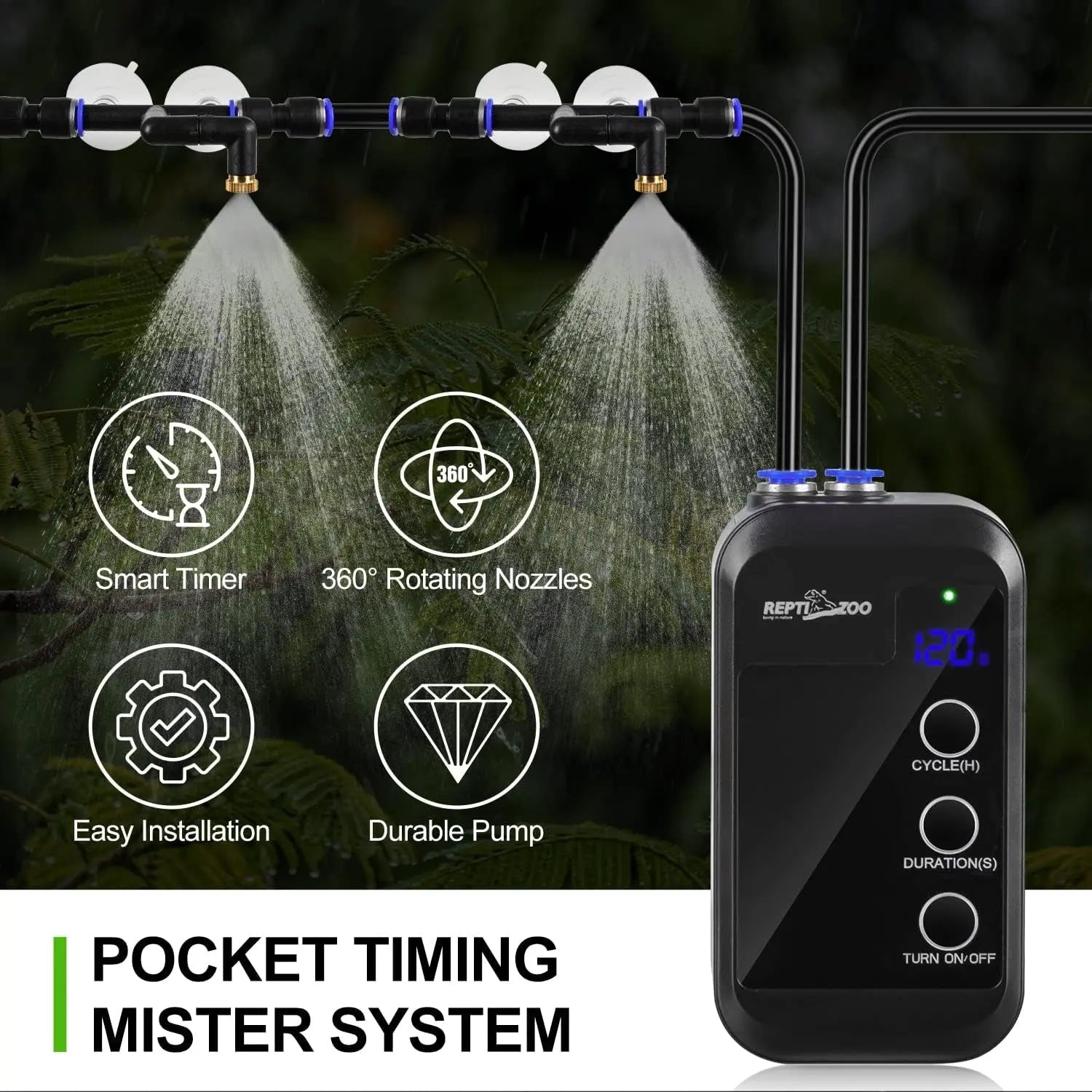 Reptile Humidifier Mini Auto Misting System Rainforest Spray Nozzles
