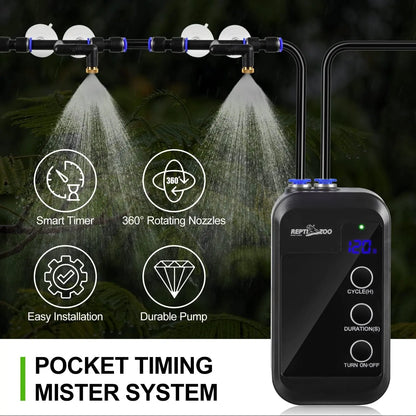 Reptile Humidifier Mini Auto Misting System Rainforest Spray Nozzles