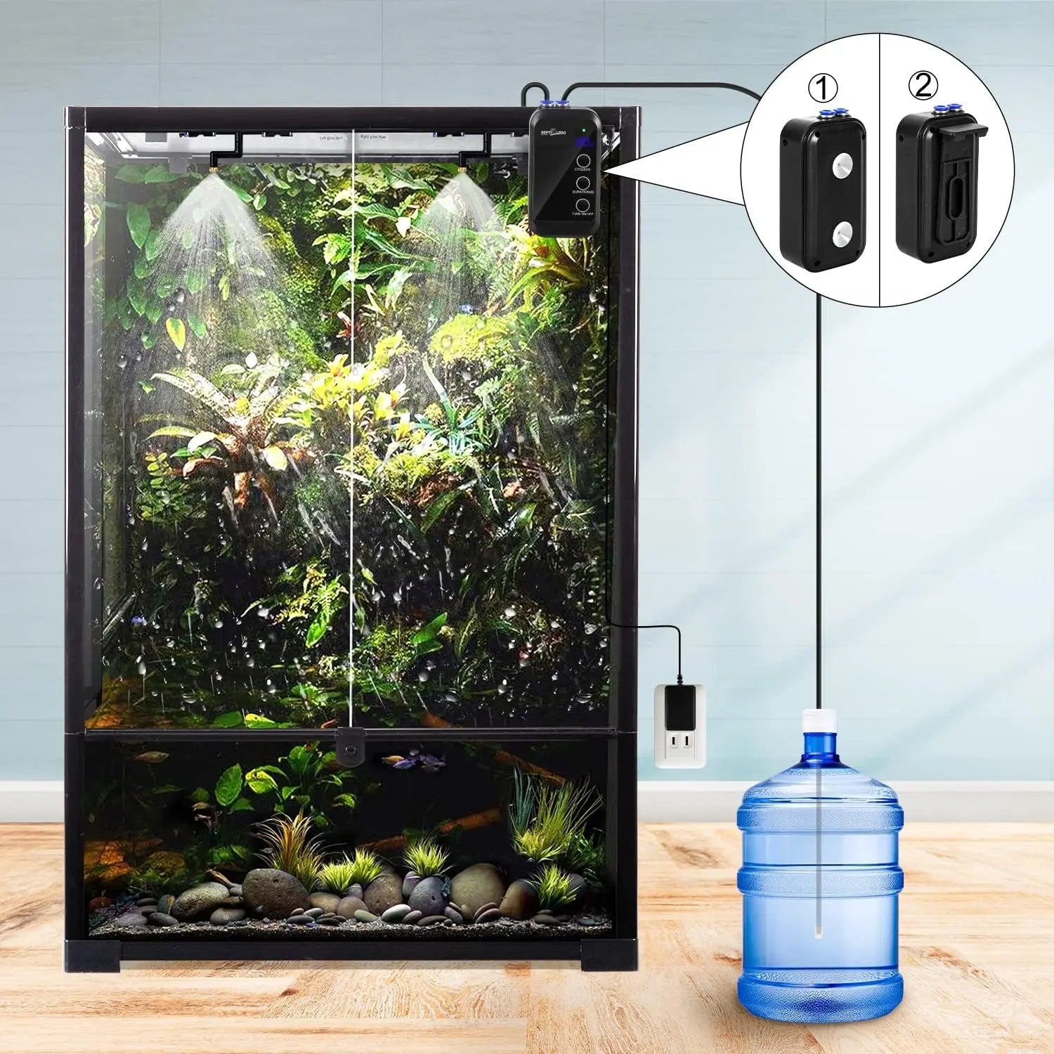 Reptile Humidifier Mini Auto Misting System Rainforest Spray Nozzles