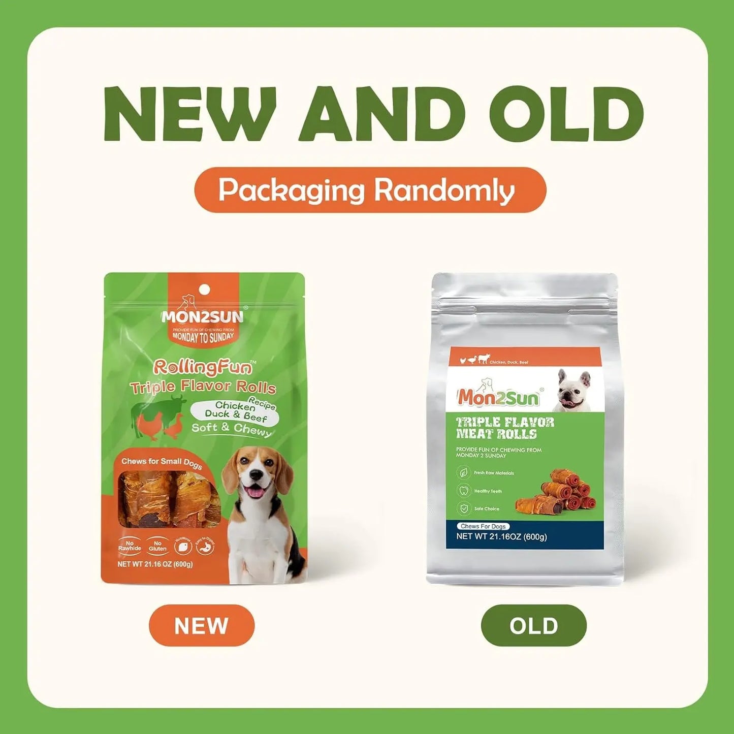 Rawhide Free Dog Treats 3 Inch Chicken Duck Beef Rolls 16 Count 21oz