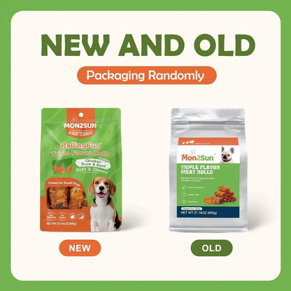 Rawhide Free Dog Treats 3 Inch Chicken Duck Beef Rolls 16 Count 21oz