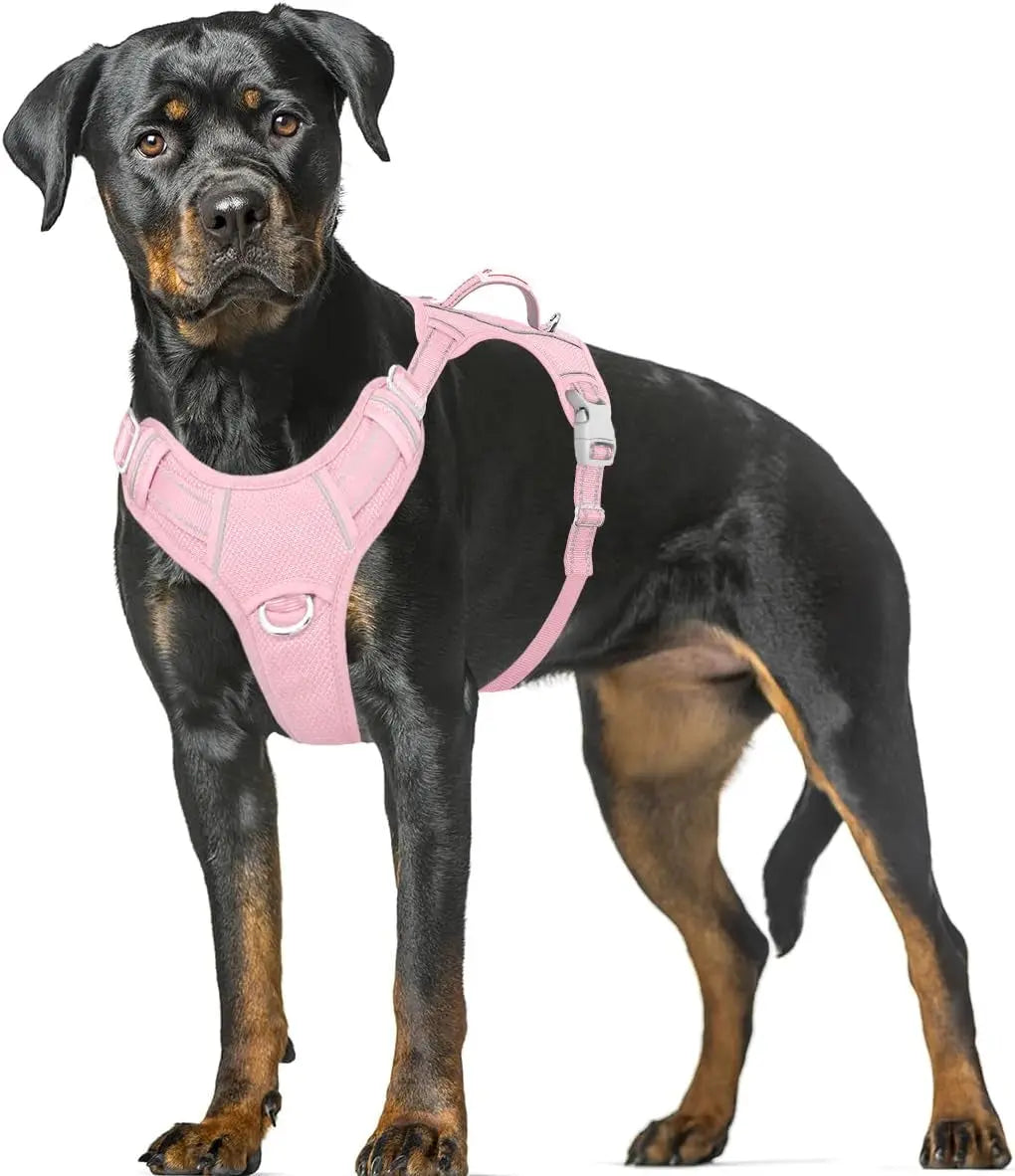 Reflective No-Pull Dog Harness, Adjustable Comfort for Training & Walking Baby Pink X-Large