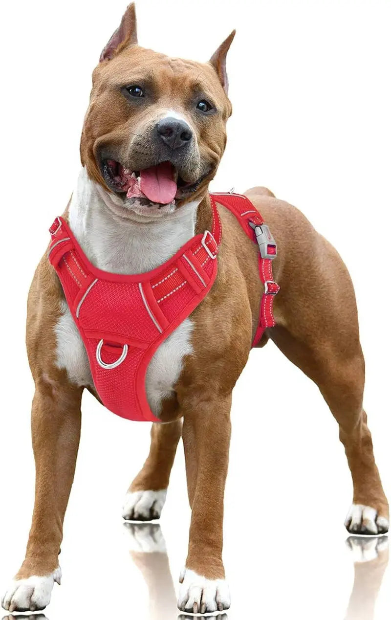 Reflective No-Pull Dog Harness, Adjustable Comfort for Training & Walking Red Large