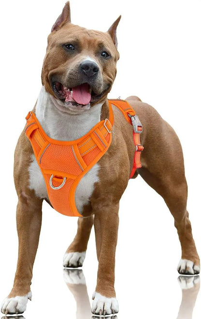Reflective No-Pull Dog Harness, Adjustable Comfort for Training & Walking Orange Large