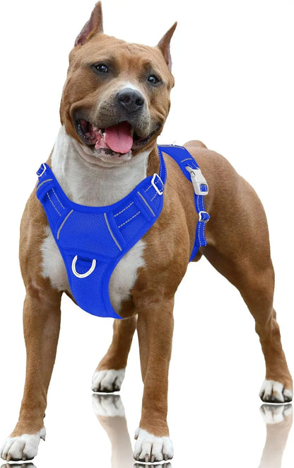 Reflective No-Pull Dog Harness, Adjustable Comfort for Training & Walking Sapphire Blue Large