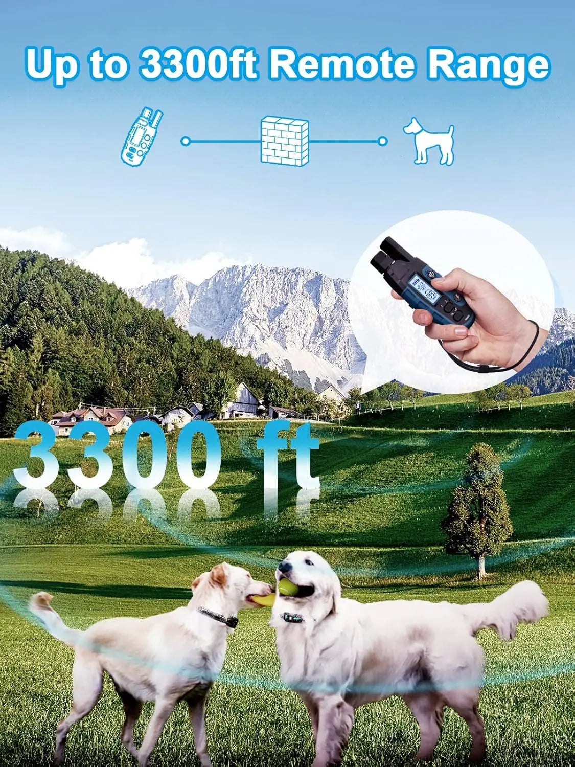 Remote Dog Training Collar for 2 Dogs, 3300ft Waterproof Rechargeable