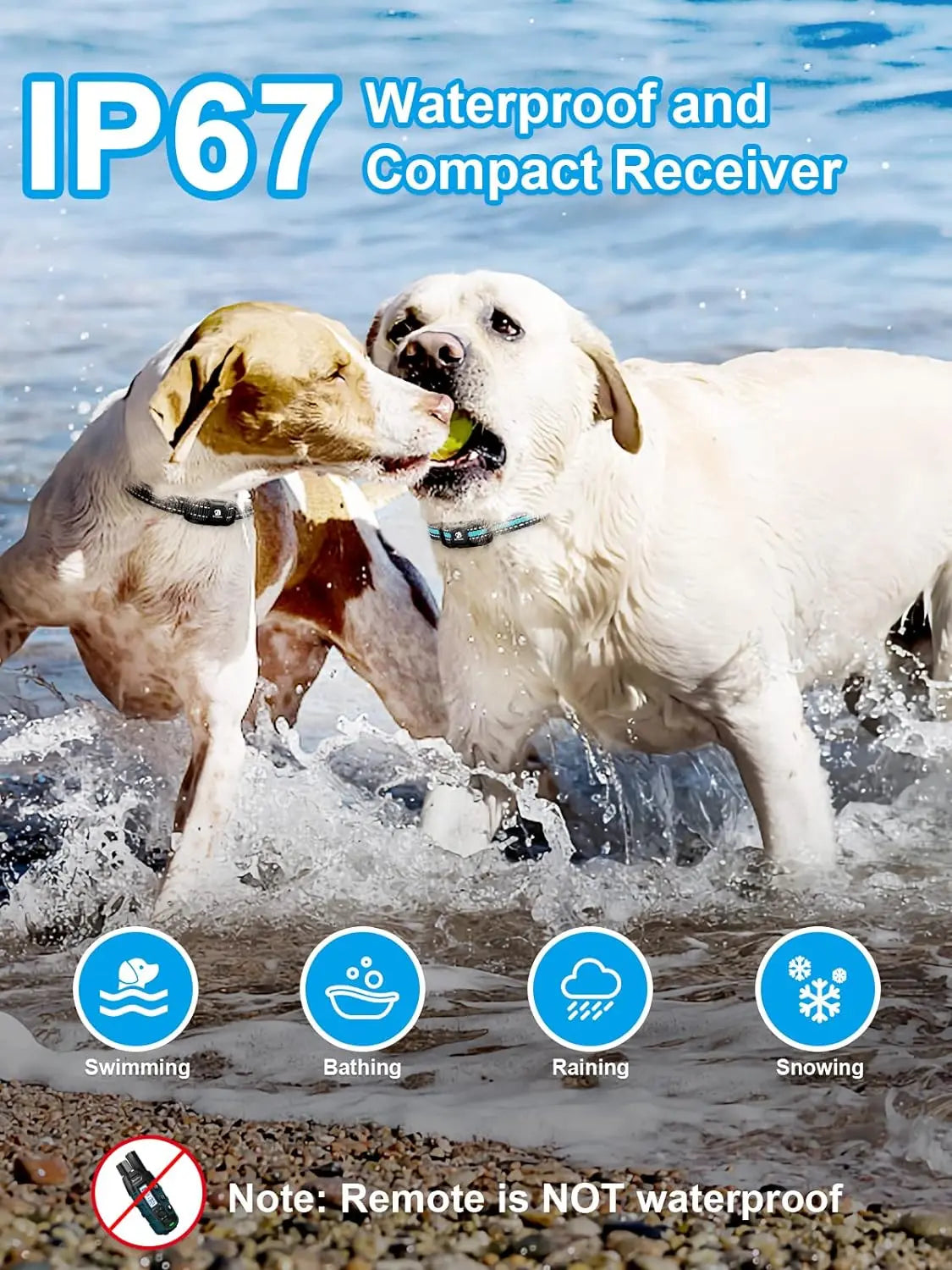 Remote Dog Training Collar for 2 Dogs, 3300ft Waterproof Rechargeable