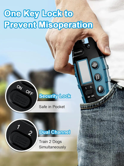 Remote Dog Training Collar for 2 Dogs, 3300ft Waterproof Rechargeable