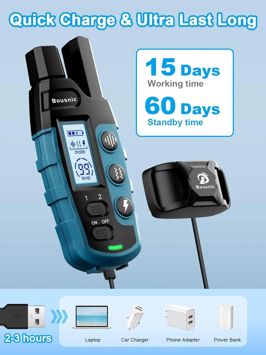 Remote Dog Training Collar for 2 Dogs, 3300ft Waterproof Rechargeable