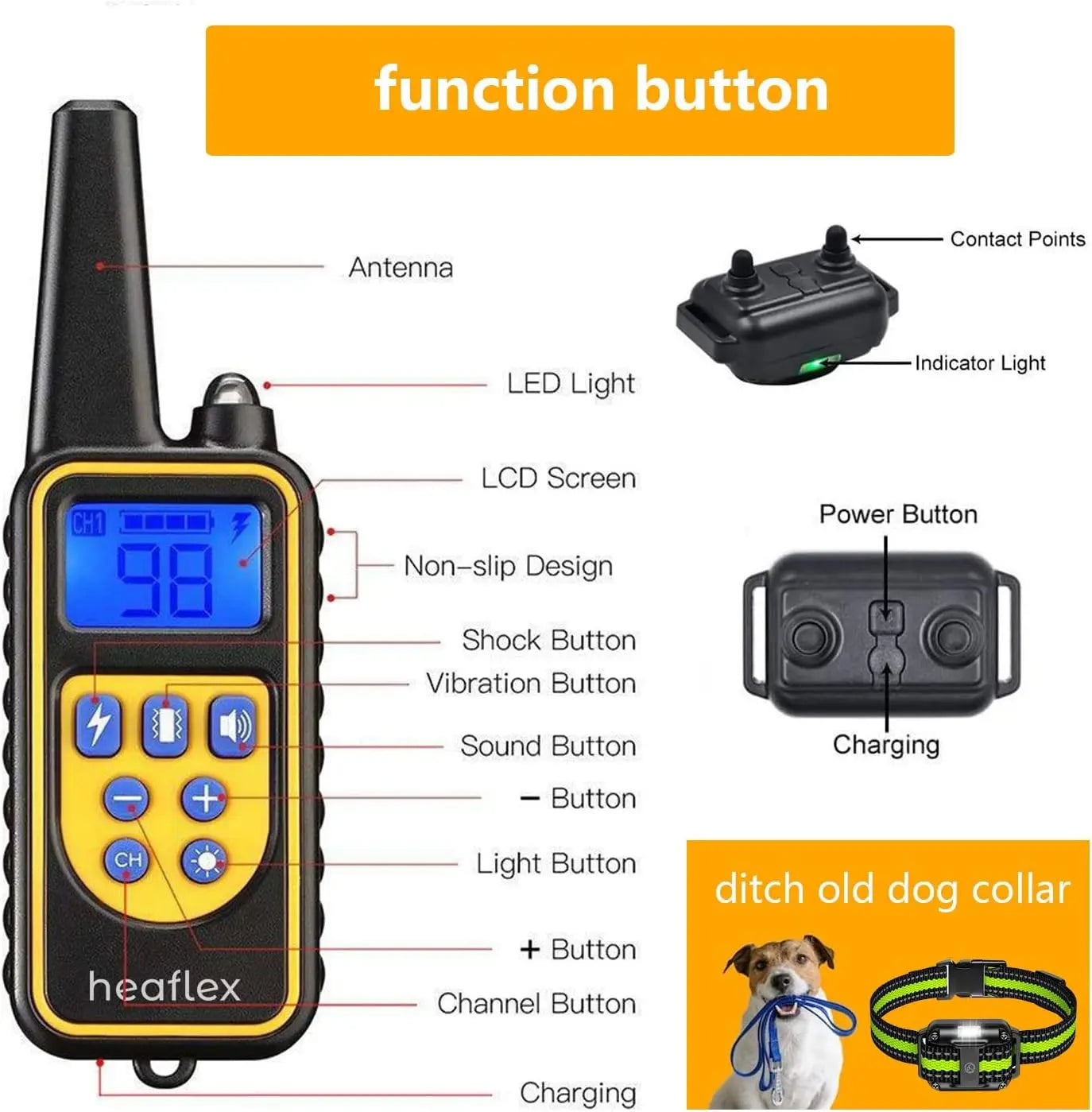 Remote Dog Training Collars –Waterproof Rechargeable 1640ft Range, 3 Dog System