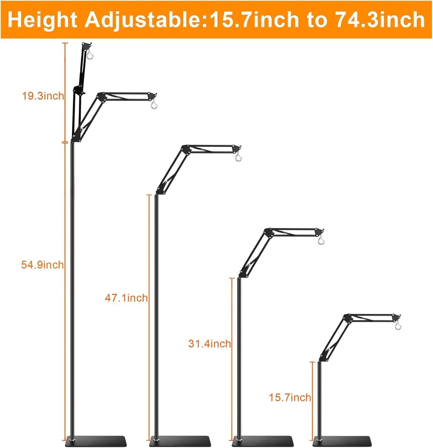 Reptile Lamp Stand w/ Adjustable Height & Swing Arm – Heat Lamp Holder