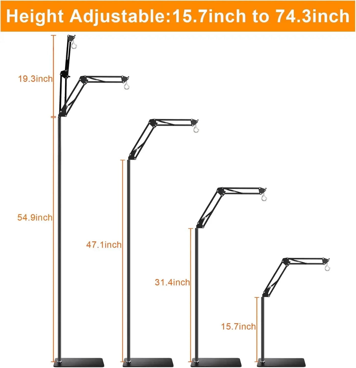 Reptile Lamp Stand w/ Adjustable Height & Swing Arm – Heat Lamp Holder