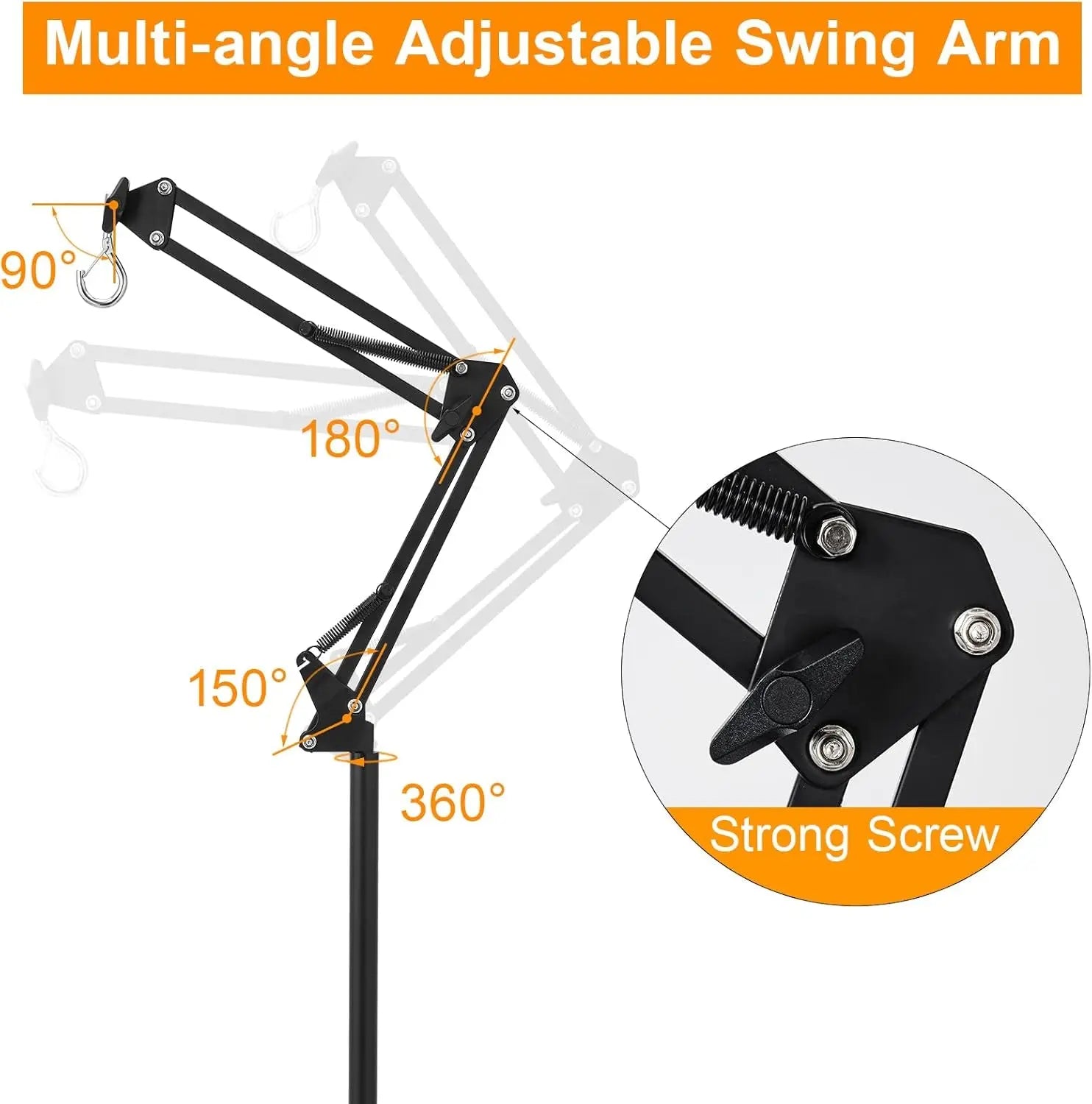 Reptile Lamp Stand w/ Adjustable Height & Swing Arm – Heat Lamp Holder