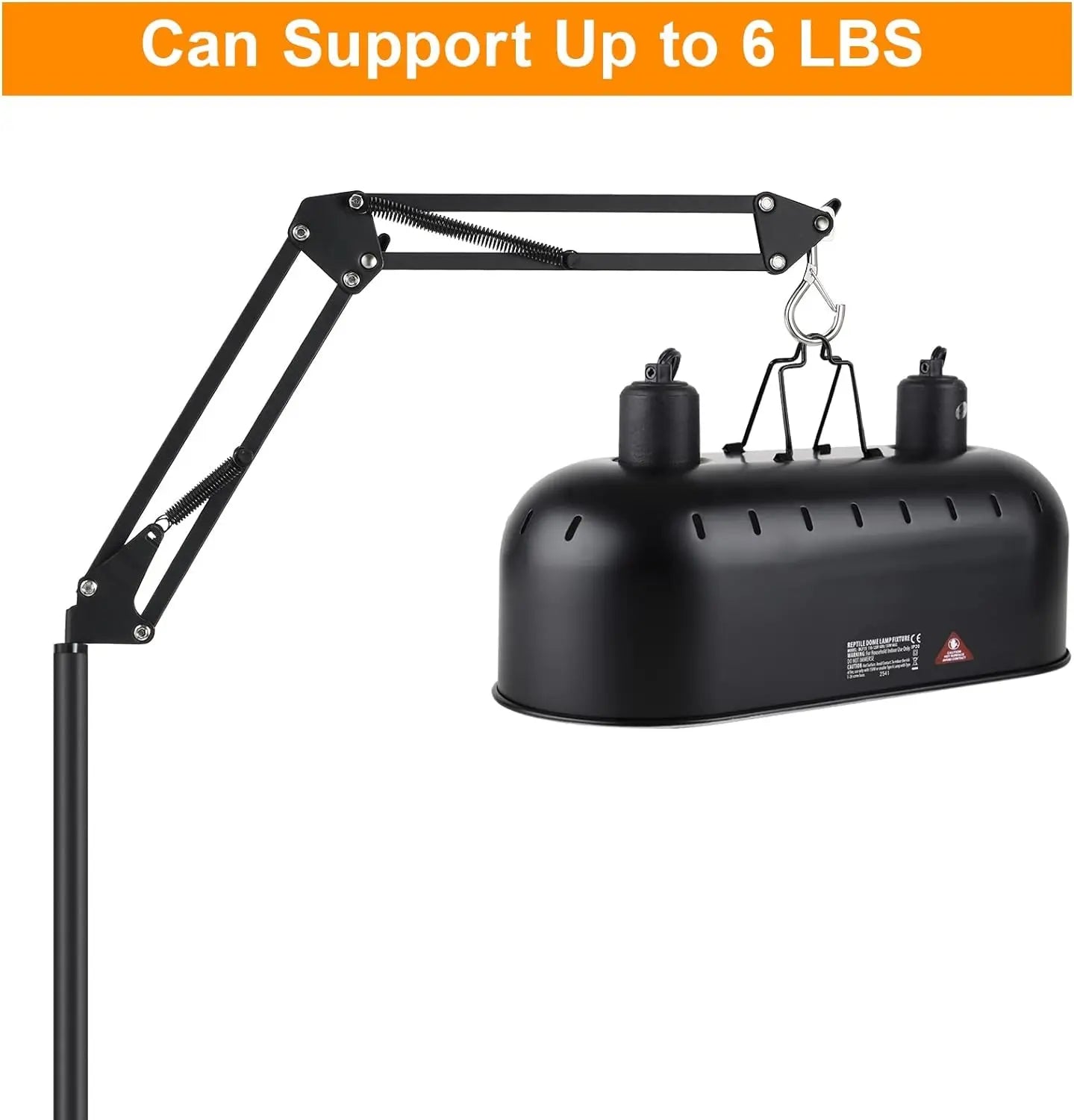 Reptile Lamp Stand w/ Adjustable Height & Swing Arm – Heat Lamp Holder