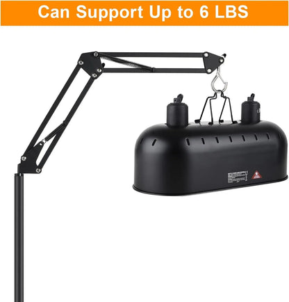 Reptile Lamp Stand w/ Adjustable Height & Swing Arm – Heat Lamp Holder