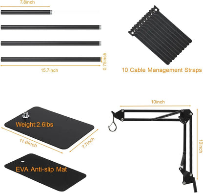 Reptile Lamp Stand w/ Adjustable Height & Swing Arm – Heat Lamp Holder