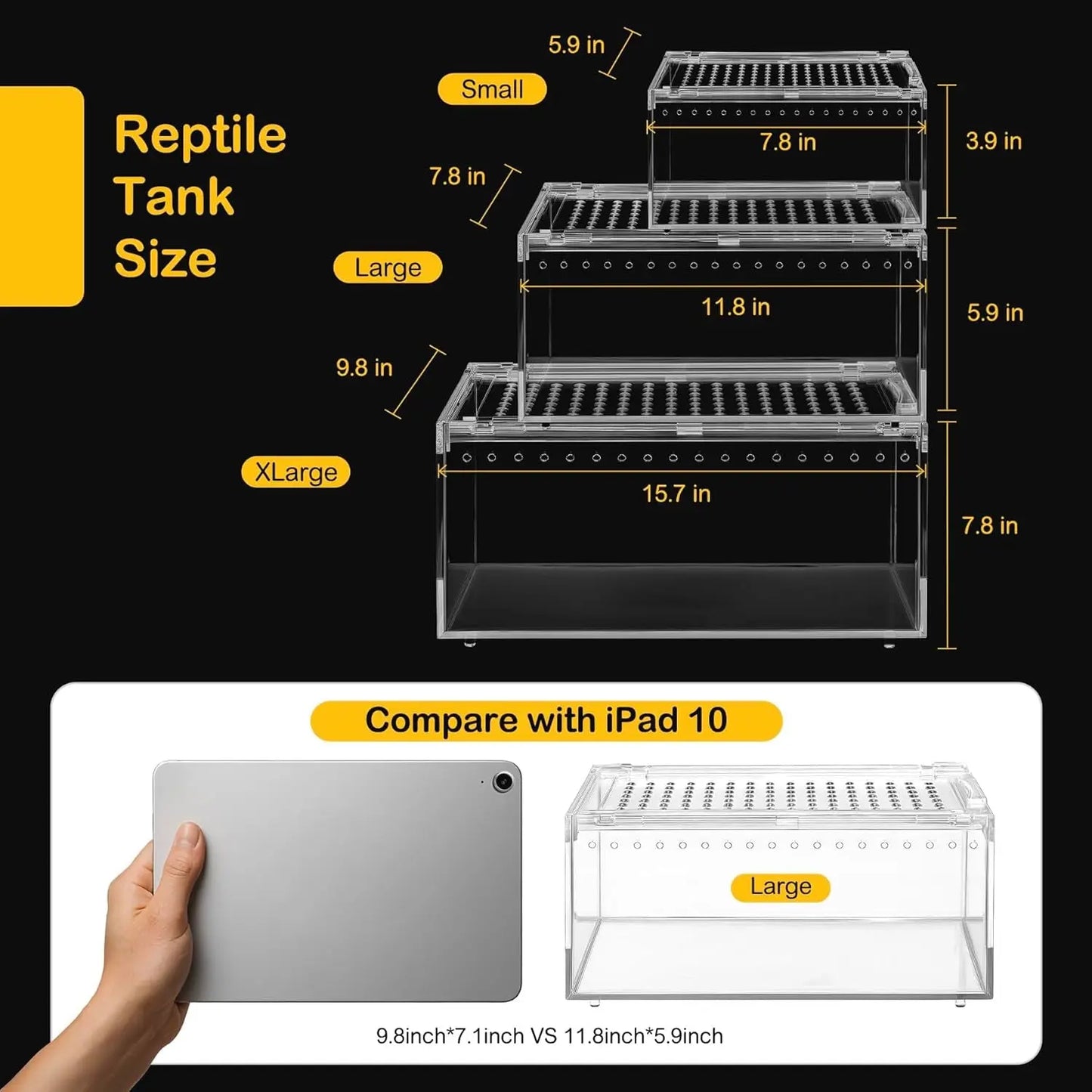Reptile PC Terrarium Starter Kit Enclosure for Spiders, Geckos & Insects