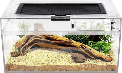 Reptile PC Terrarium Starter Kit Enclosure for Spiders, Geckos & Insects Cover Lid Tank L(11.8X7.8X5.9In)