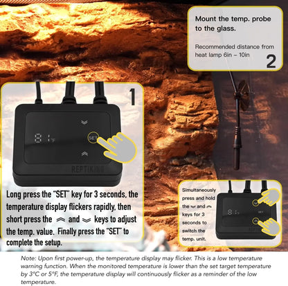 PID Dimming Reptile Thermostat 200W Digital Heat Controller