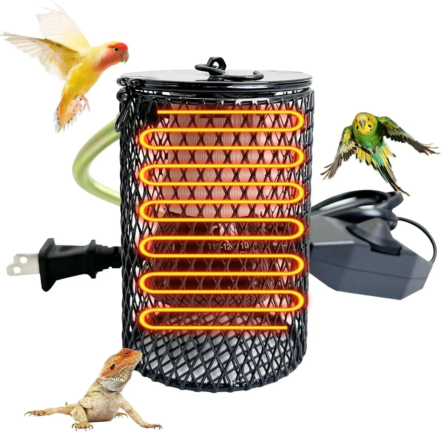 Reptile & Bird Cage Ceramic Heat Lamp 0-100W Guard No Light Emitter Black