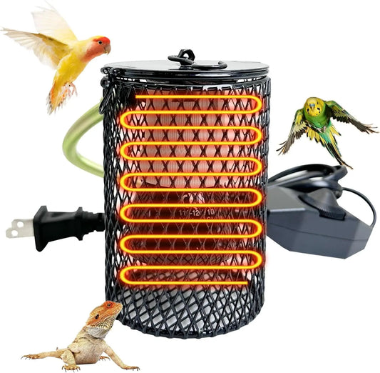 Reptile & Bird Cage Ceramic Heat Lamp 0-100W Guard No Light Emitter Black