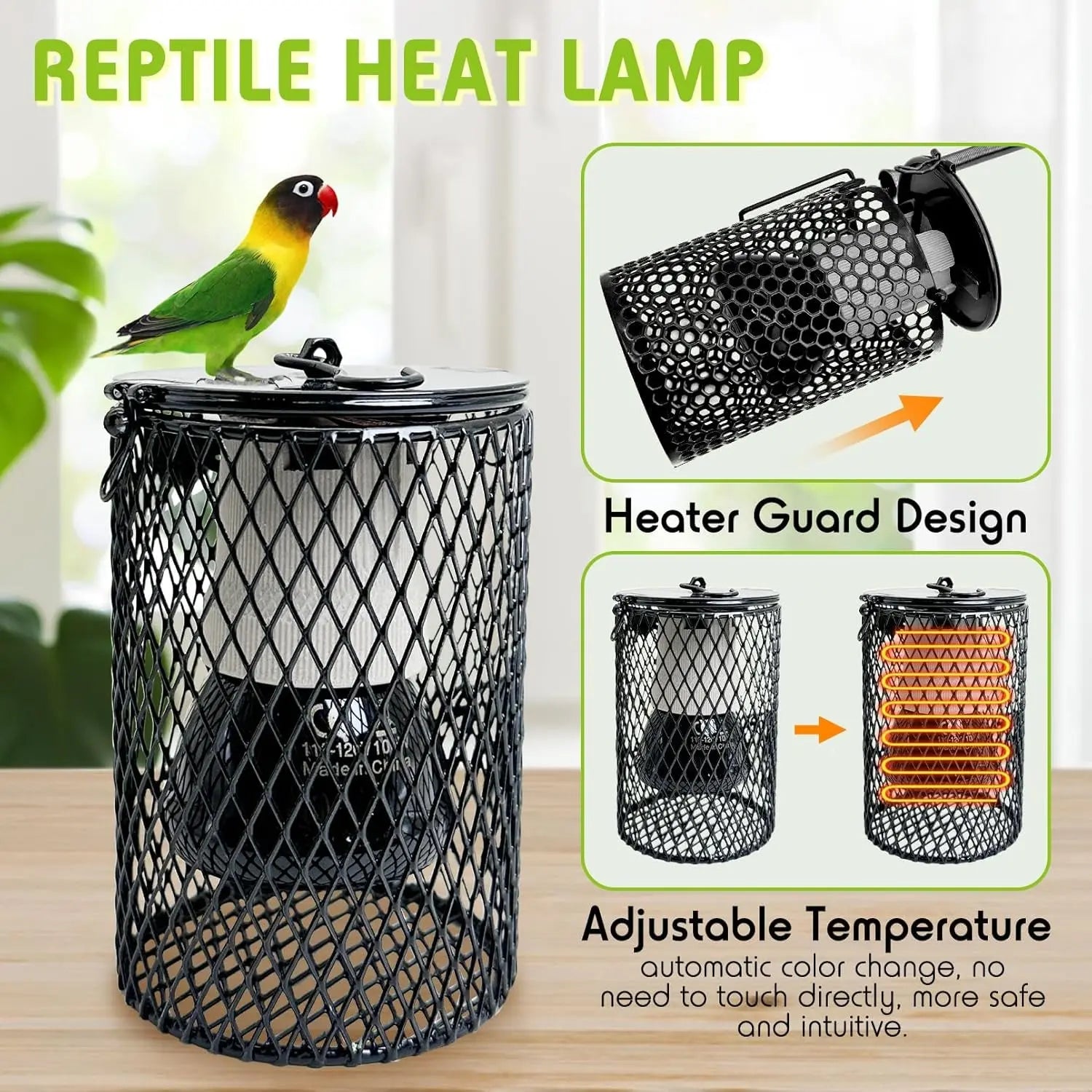 Reptile & Bird Cage Ceramic Heat Lamp 0-100W Guard No Light Emitter