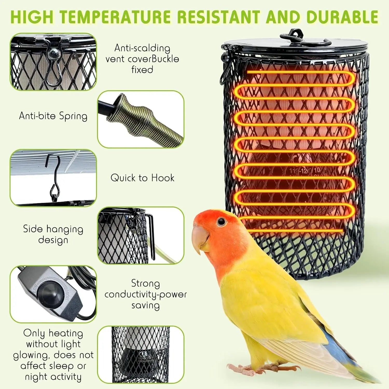 Reptile & Bird Cage Ceramic Heat Lamp 0-100W Guard No Light Emitter