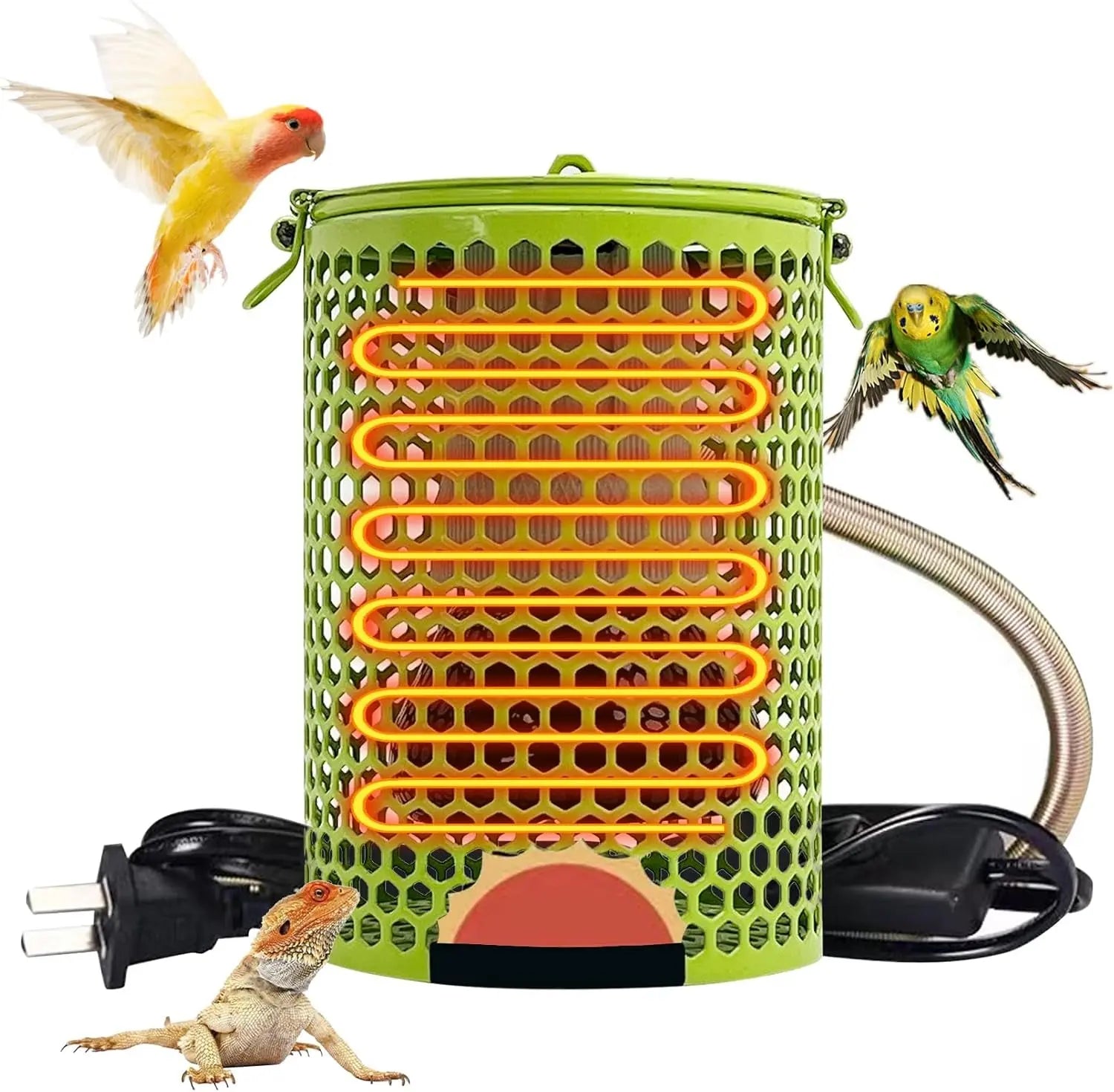 Reptile & Bird Cage Ceramic Heat Lamp 0-100W Guard No Light Emitter Green