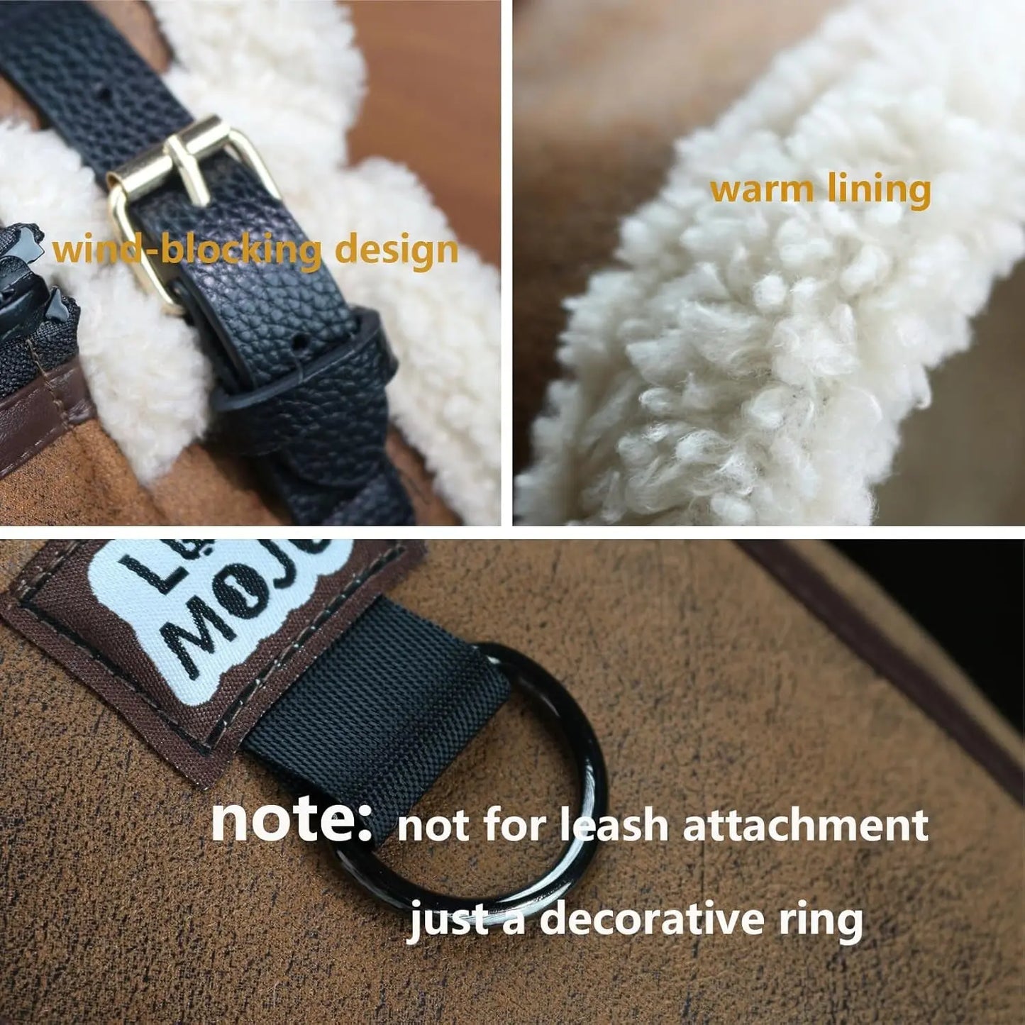 Retro Aviator Dog Jacket Faux Leather Sherpa Coat XS-3XL Winter