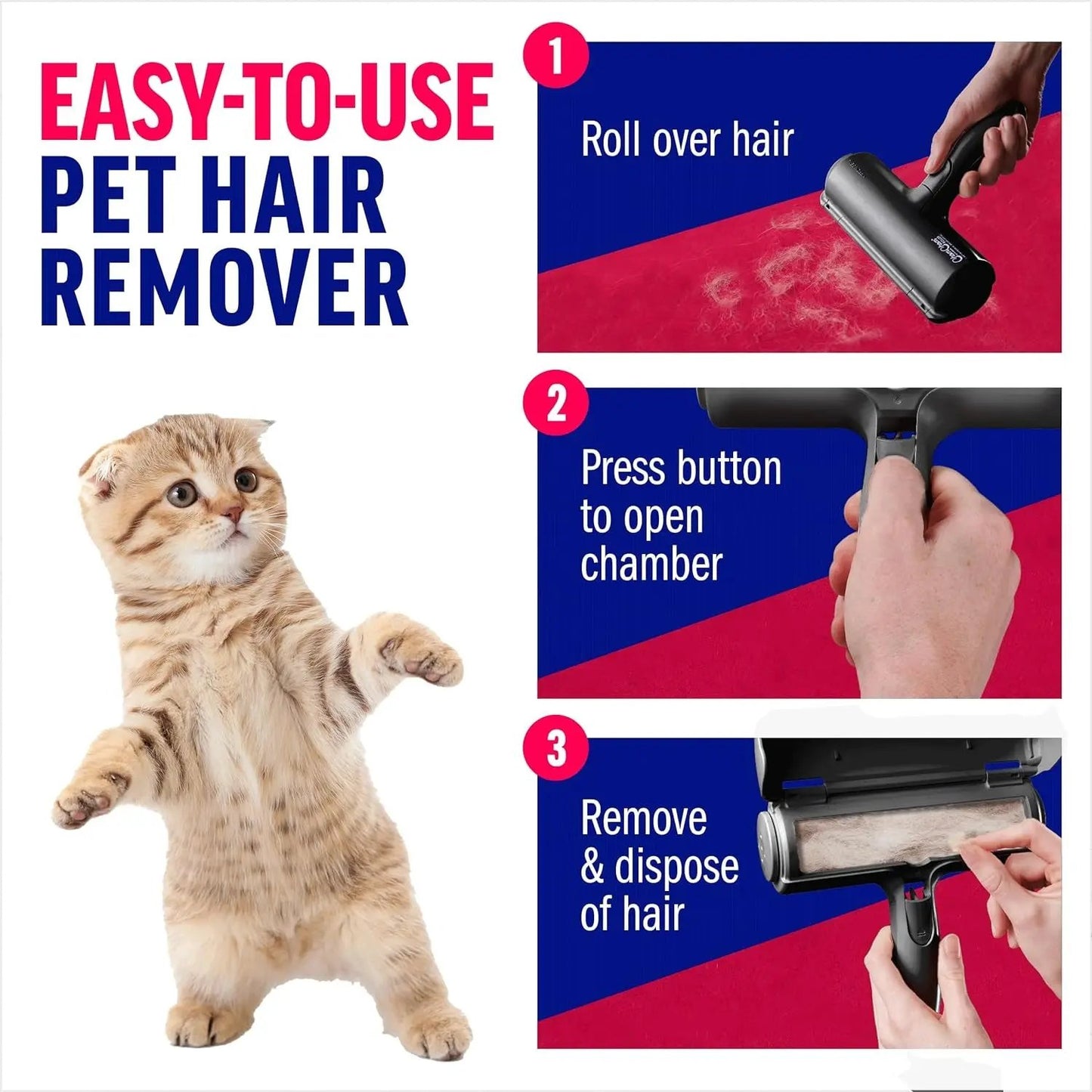 Reusable Pet Hair Remover Roller for Furniture, Carpet & Clothing