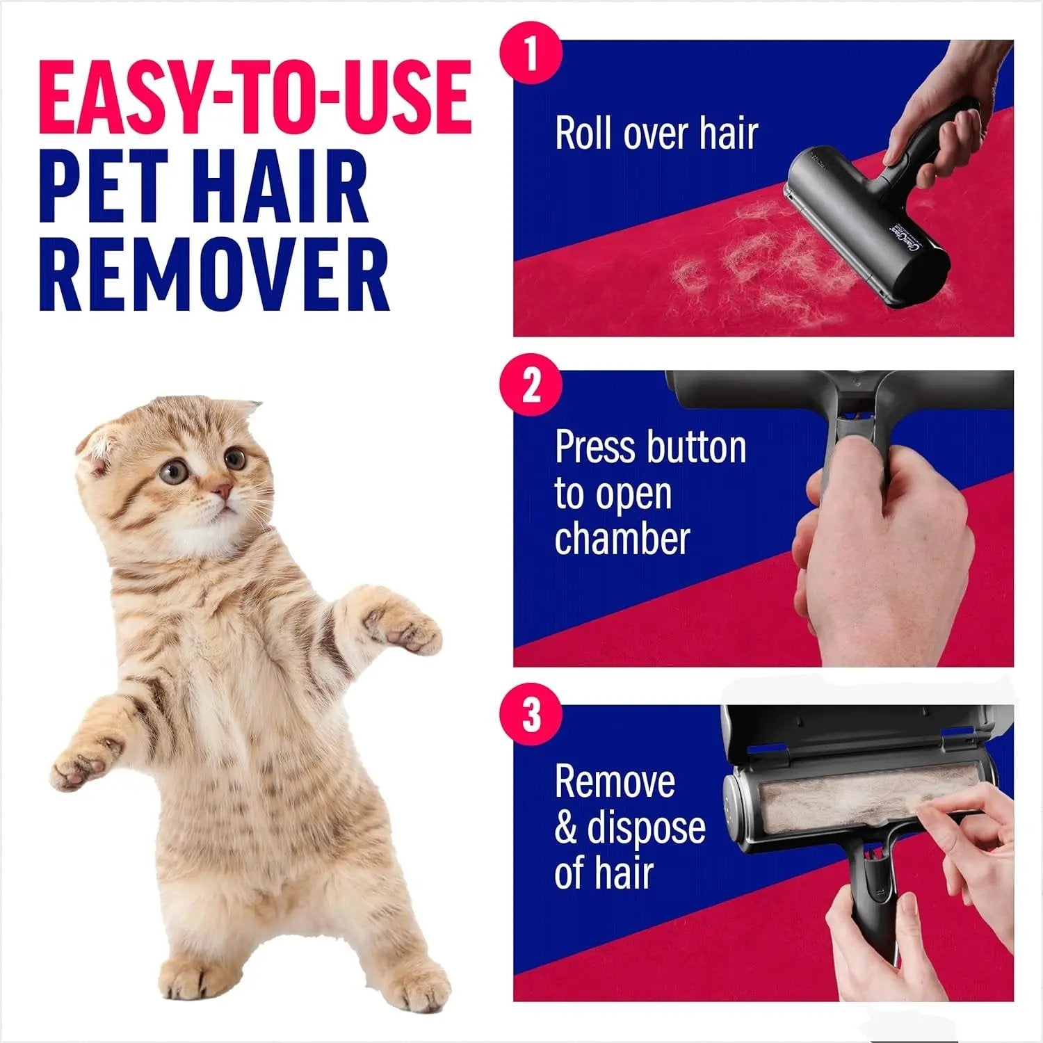 Reusable Pet Hair Remover Roller for Furniture, Carpet & Clothing