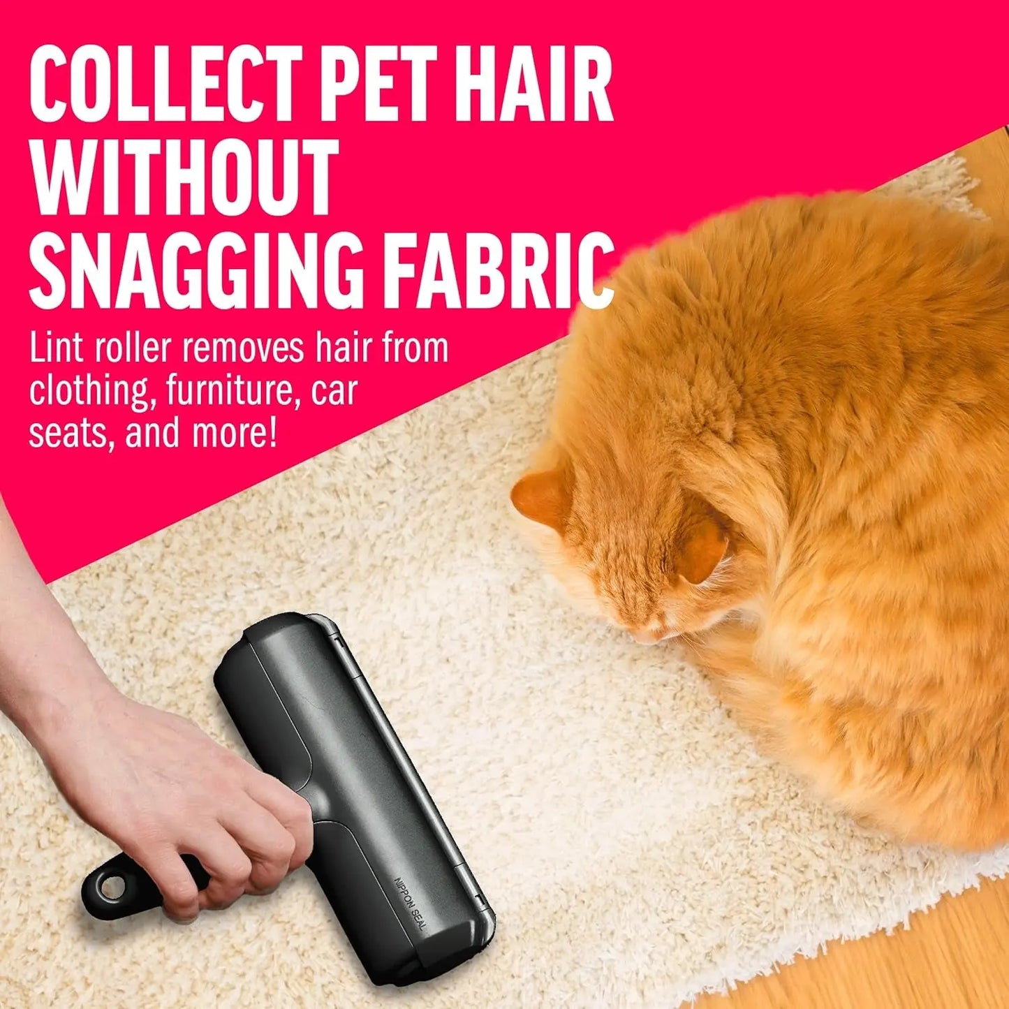 Reusable Pet Hair Remover Roller for Furniture, Carpet & Clothing