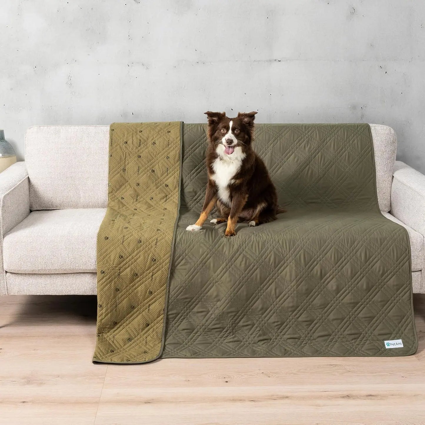 Reversible Waterproof Couch Cover – Washable Furniture Protector for Pets Olive Green