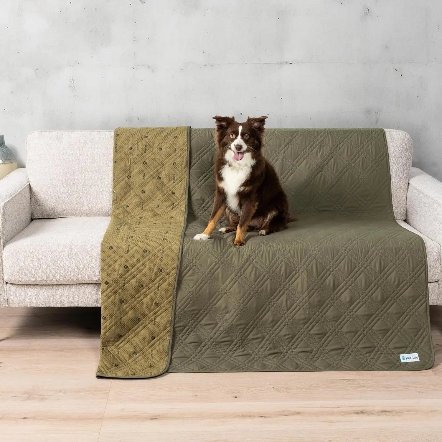 Reversible Waterproof Couch Cover – Washable Furniture Protector for Pets Olive Green