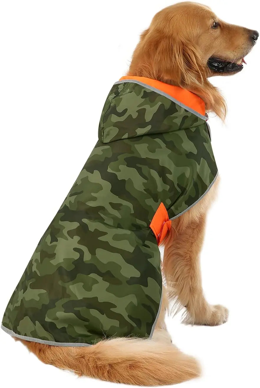 Reversible Waterproof Dog Raincoat – Hooded Slicker Poncho Jacket, S–XXXL