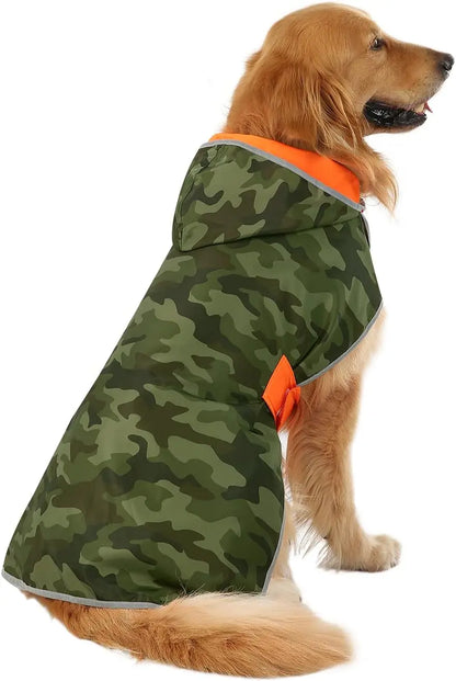 Reversible Waterproof Dog Raincoat – Hooded Slicker Poncho Jacket, S–XXXL