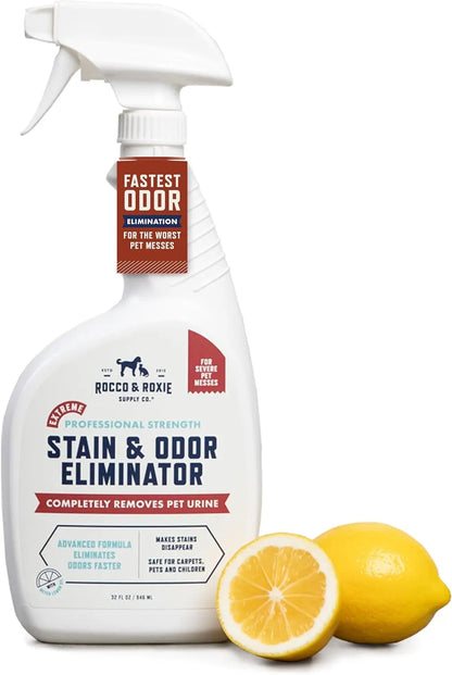 Rocco & Roxie Pet Stain & Odor Eliminator 32oz Enzyme Carpet Cleaner Spray Light Lemon 32 Fl Oz (Pack Of 1)