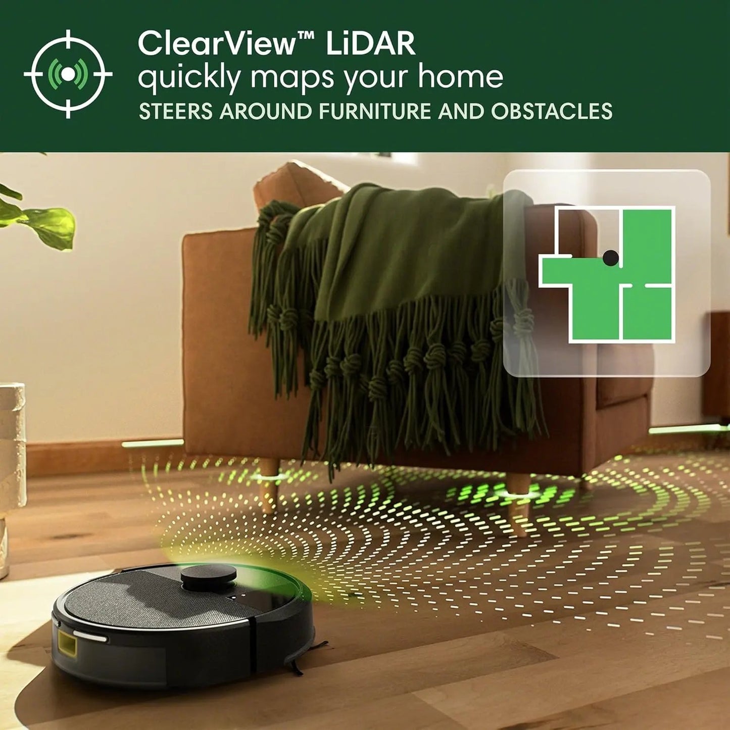 Roomba 104 Vac Robot Vacuum 70X Suction Lidar Smart Mapping Pet Hair Cleaner