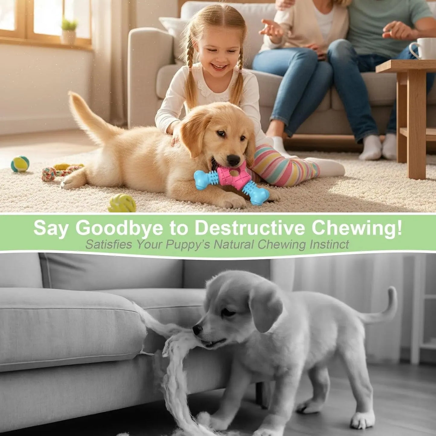 Rubber Dog Bone Chew Toy for Puppies – Small & Medium Aggressive Chewers