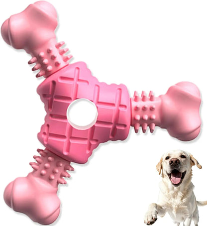 Rubber Dog Bone Chew Toy for Puppies – Small & Medium Aggressive Chewers Pink
