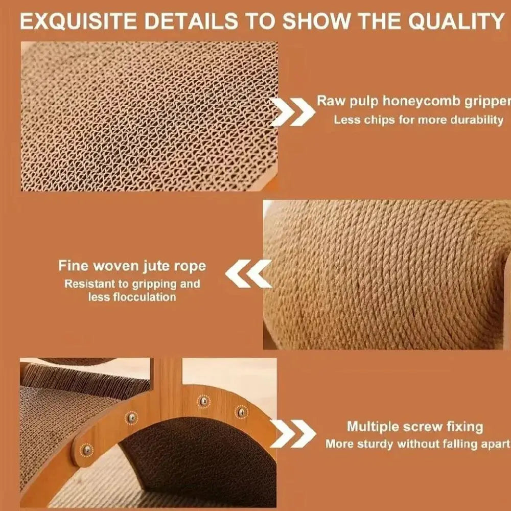 Wooden Cat Climbing Arch with Rotating Sisal Ball, Scratch-Resistant Post & Play Tower