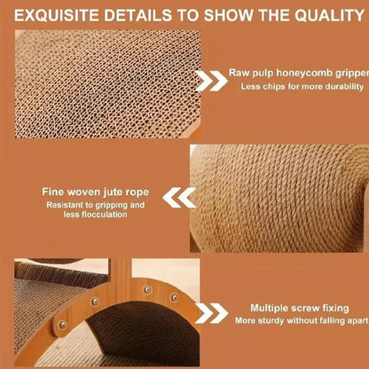 Wooden Cat Climbing Arch with Rotating Sisal Ball, Scratch-Resistant Post & Play Tower